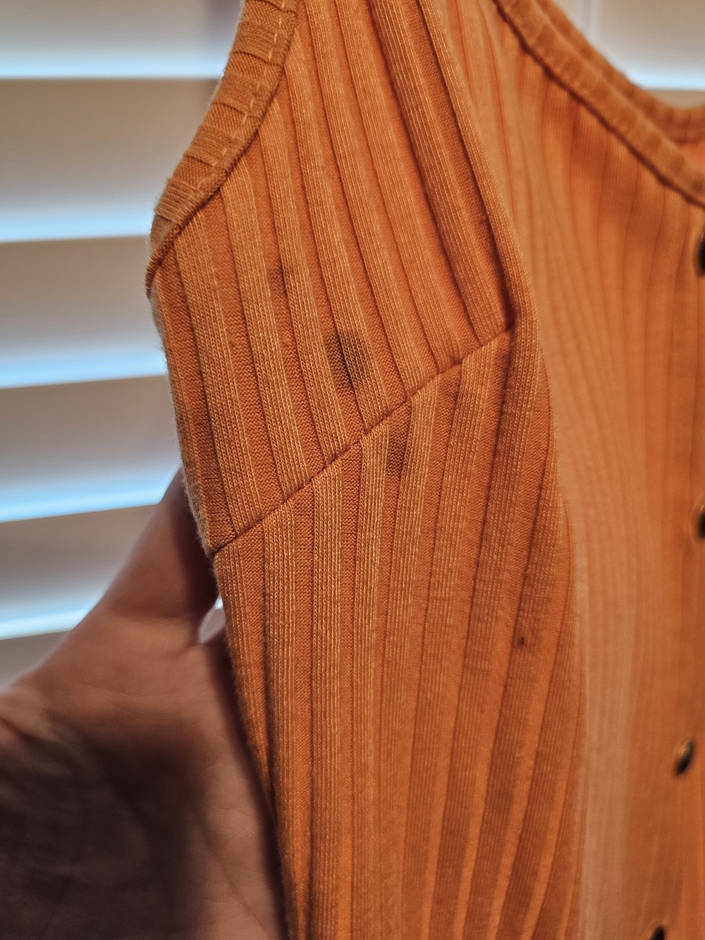 Button-Front Orange Ribbed Dress - Picture 3 of 3